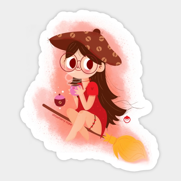 Witchy Coffee Sticker by strawberrystyle